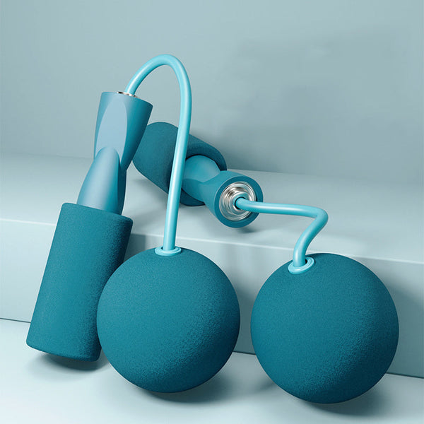 Training jump rope set with silicone handles and adjustable cordless ball design for fitness workouts.