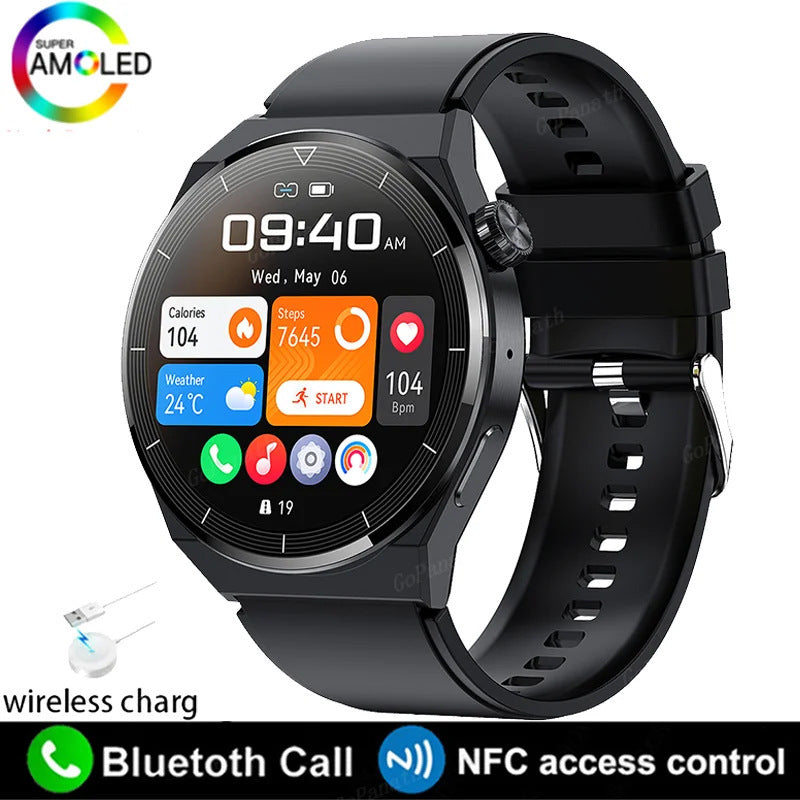 Fashionable GT3 Pro multi-function sport smartwatch with large HD round screen, heart rate monitoring, and Bluetooth call feature.