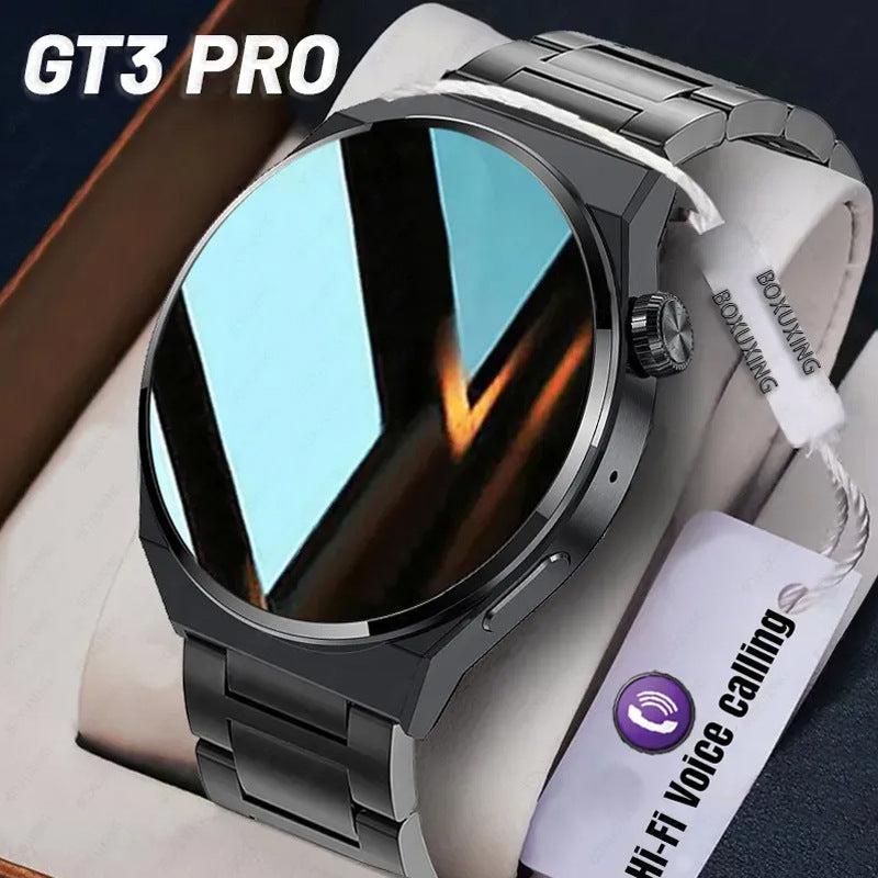 Smartwatch GT3 Pro with HD round screen and multi-functional features.