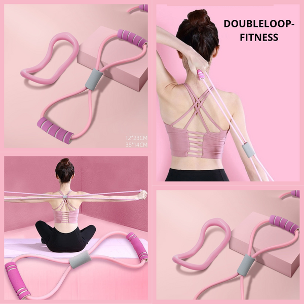 DoubleLoop Fitness band in use for upper body muscle strengthening exercises.