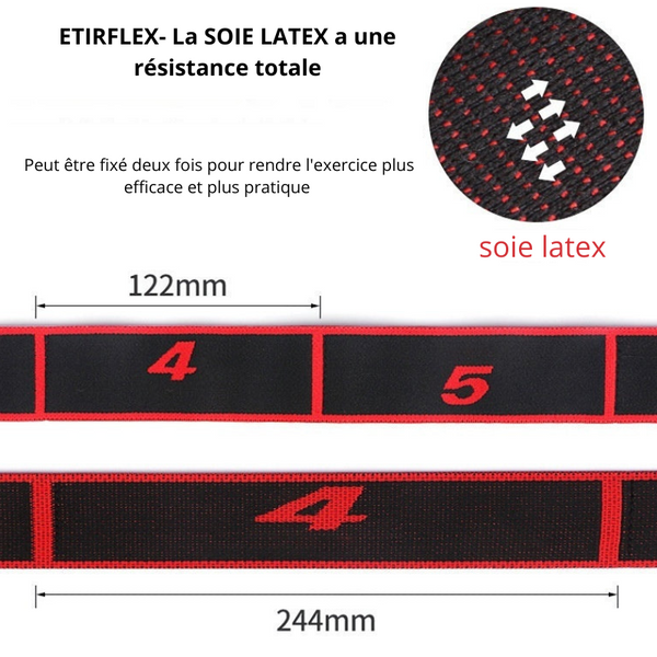 Étirflex yoga strap with multi-sections for flexibility improvement.