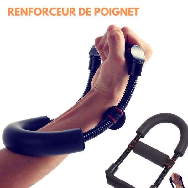 Adjustable wrist and forearm strengthener for enhancing grip power.